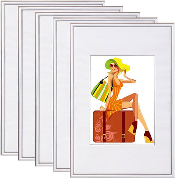 5-delige set kunststof fotolijsten 18x24 cm | Zilver