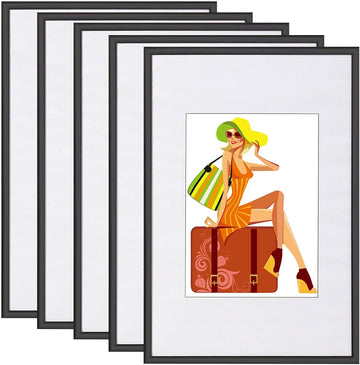5-delige set fotolijsten kunststof A4 | Zwart | 21x29,7 cm