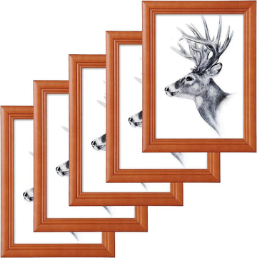Set van 5 houten fotolijsten met echt glas | Bruin | 20x30 cm