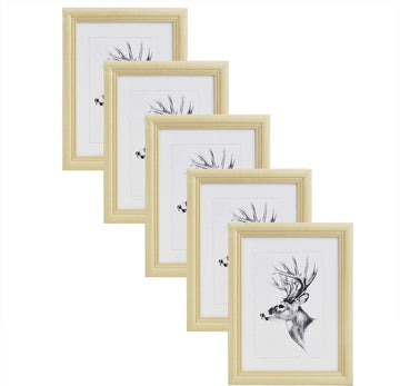 Set van 5 houten fotolijsten met echt glas in Artos-stijl | Natuurkleur | 30x40 cm