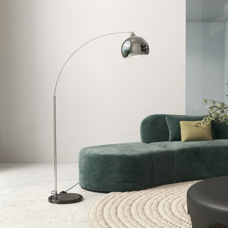 Booglamp - Moderne vloerlamp | Kleur: Zilver+Zwart | Afmetingen: 30x100-115x170-180 cm