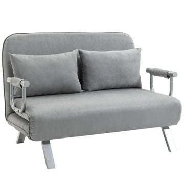 2-zits slaapbank met verstelbare rugleuning | Kleur: Donkergrijs | Afmetingen: 80x111x78 cm