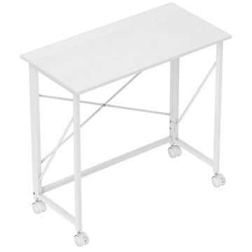 Opvouwbaar bureau op wielen met stalen frame | Kleur: Wit | Afmetingen: 80x40x75 cm