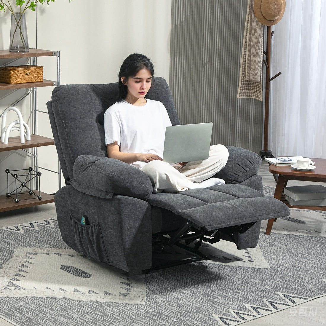 Massagesessel mit 8 Vibrationspunkten | Farbe: Dunkelgrau | Abmessungen: 100x102x107 cm