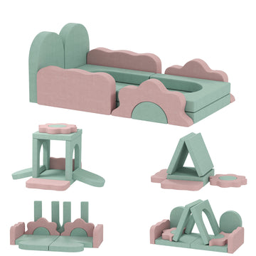 12-delige foam blokkenset | Kleur: roze, groen | Afmetingen: 75x35x10 cm