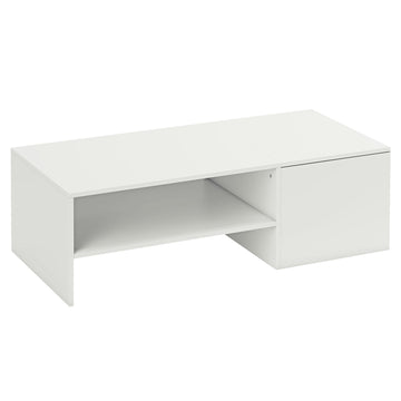 Verstelbare salontafel met metalen rails en opbergruimte | Kleur: Wit | Afmetingen: 52x110x36 cm
