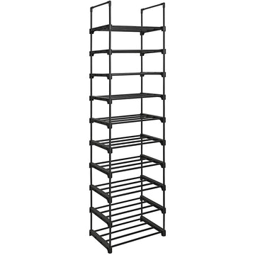 Schoenenrek met 10 niveaus - schoenenkast - 45 x 30 x 174 cm - zwart