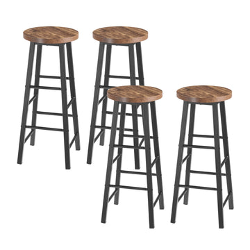 4-delige barhockerset met MDF-zitting | Zwart-vintage | 30x30x71 cm