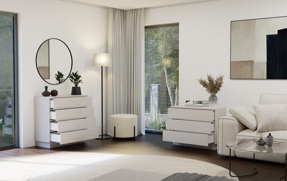 Moderne ladekast AMBER 4 lades - Tip On systeem | Kleur: Kasjmier | Maat: 85x84x40 cm