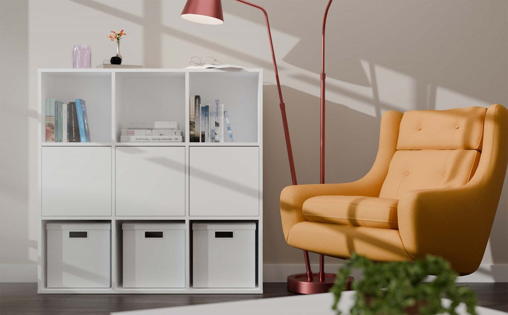 Set van 3 mat witte fronten voor MALAX 3x3 H plank | Kleur: Mat wit | Maat: 34x34x1,6 cm