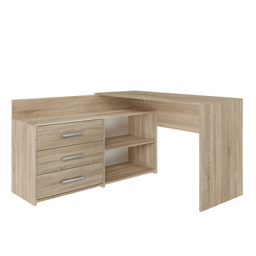 Functioneel Hoekbureau DANY met 3 Laden - Ruim Werkoppervlak | Kleur: Sonoma Oak | Maat: 120x50x76