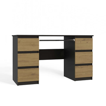Functioneel Bureau Cuba met 6 Lades – Ruimtebesparend & Modern | Kleur: Antraciet & Eiken