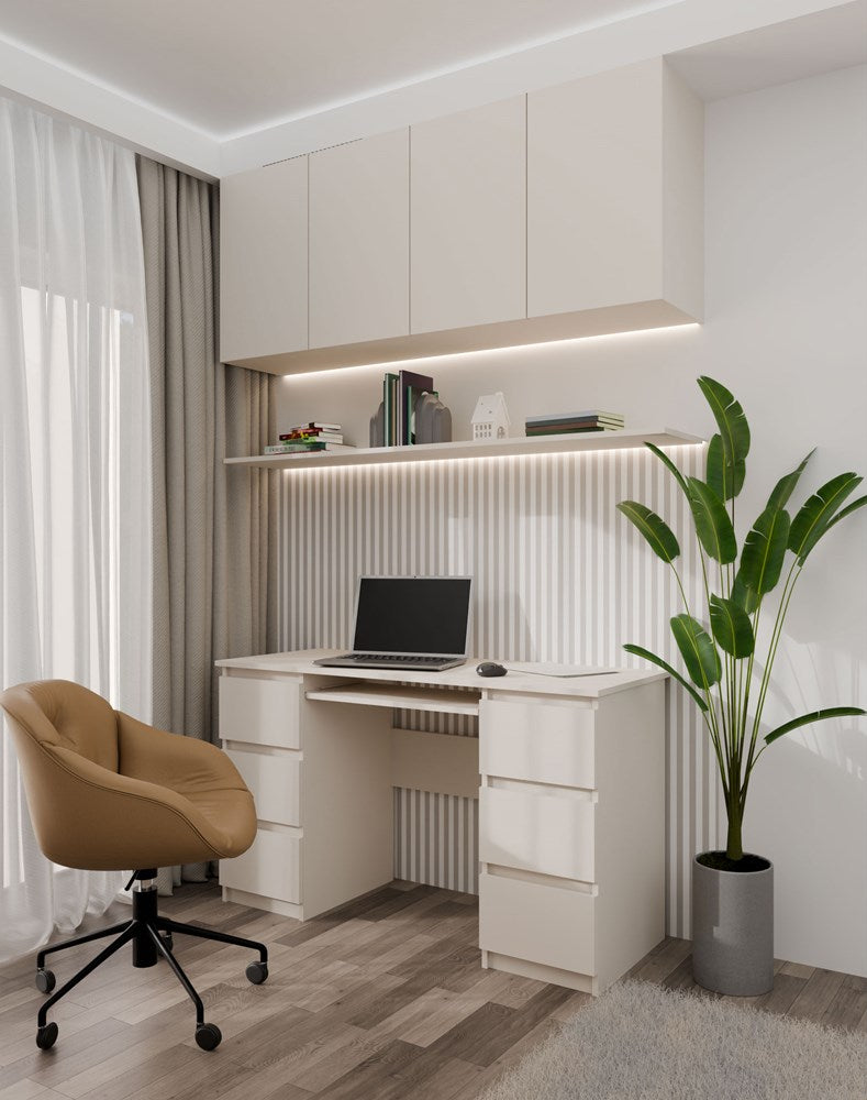 Functioneel bureau met 6 lades en toetsenbordlade – Modern design | Kleur: Kasjmier