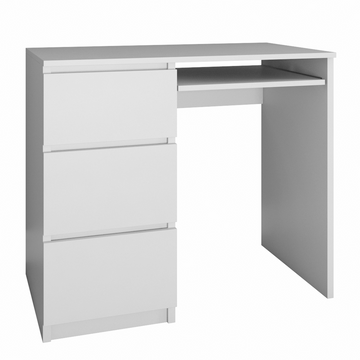 Functioneel bureau met 3 lades en toetsenbordlade - Modern werkmeubel | Kleur: Mat Wit