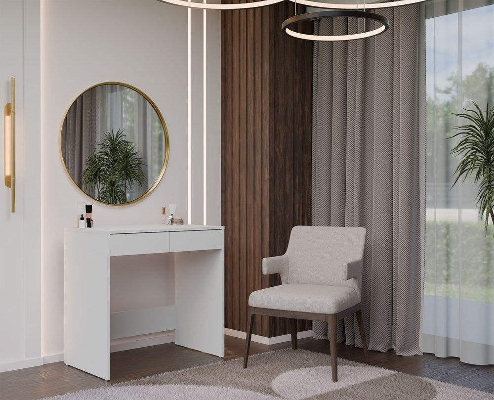 Bureau Marina 2S met 2 lades en slot - Elegant wit design | Kleur: Wit | Maat: 81x50x80 cm