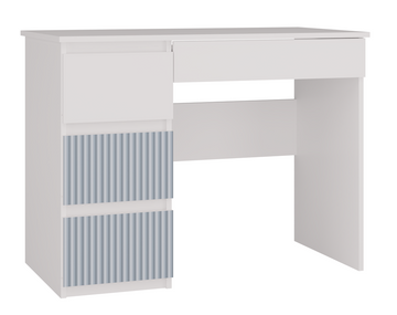 Functioneel bureau MIJAS ARTESO met 4 lades - Links | Kleur: Wit/Wit-Blauw | Maat: 98x51x76 cm