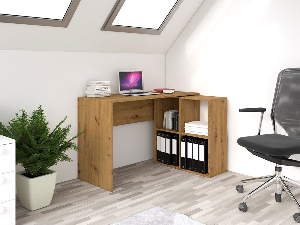 Functioneel Hoekbureau PLUS met Plank MALAX 2x2 | Kleur: Artisan Oak | Maat: 120x50x76 cm