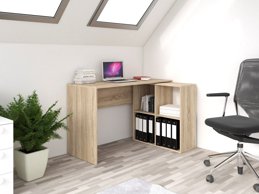 Functioneel Hoekbureau met MALAX 2x2 Plank – Stevig en Modern | Kleur: Sonoma Oak | Maat: 120x50x76