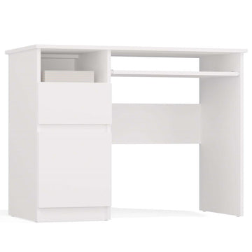 Bureau Porto Links met Lade, Kast en Toetsenbordlade | Mat Wit | 98,5x51x75,5 cm