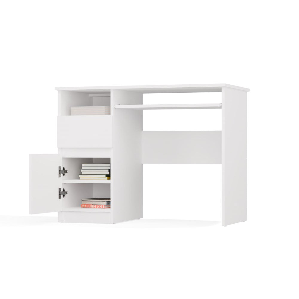 Bureau Porto Links met Lade, Kast en Toetsenbordlade | Mat Wit | 98,5x51x75,5 cm