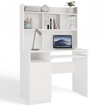 Bureau PORTO Links met Uitbreiding - Compact Functioneel Werkblad | Mat Wit | 98x51x145 cm