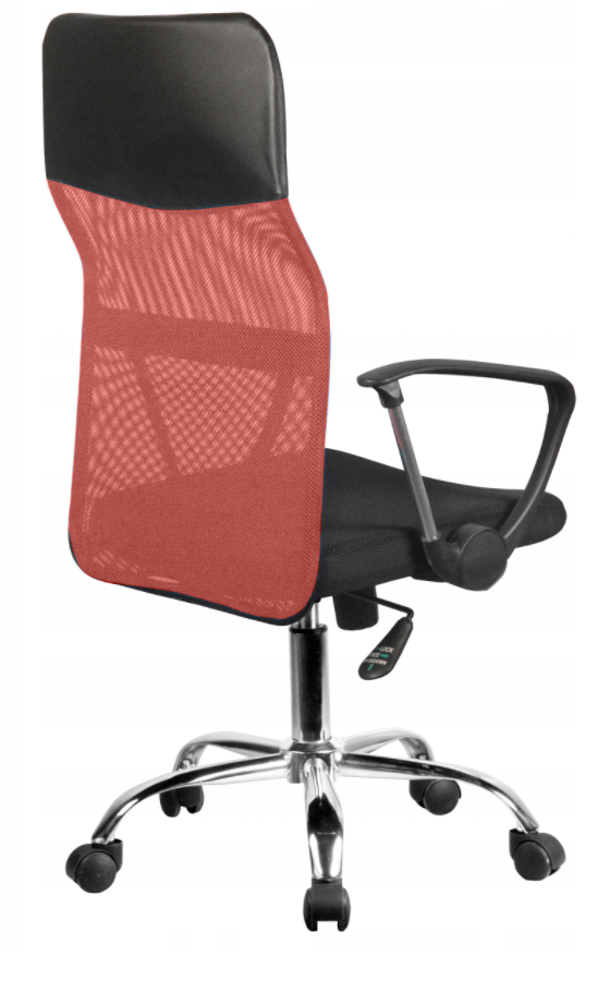 Draaistoel Nemo – Ergonomische bureaustoel met micro mesh en chromen basis | Kleur: Rood