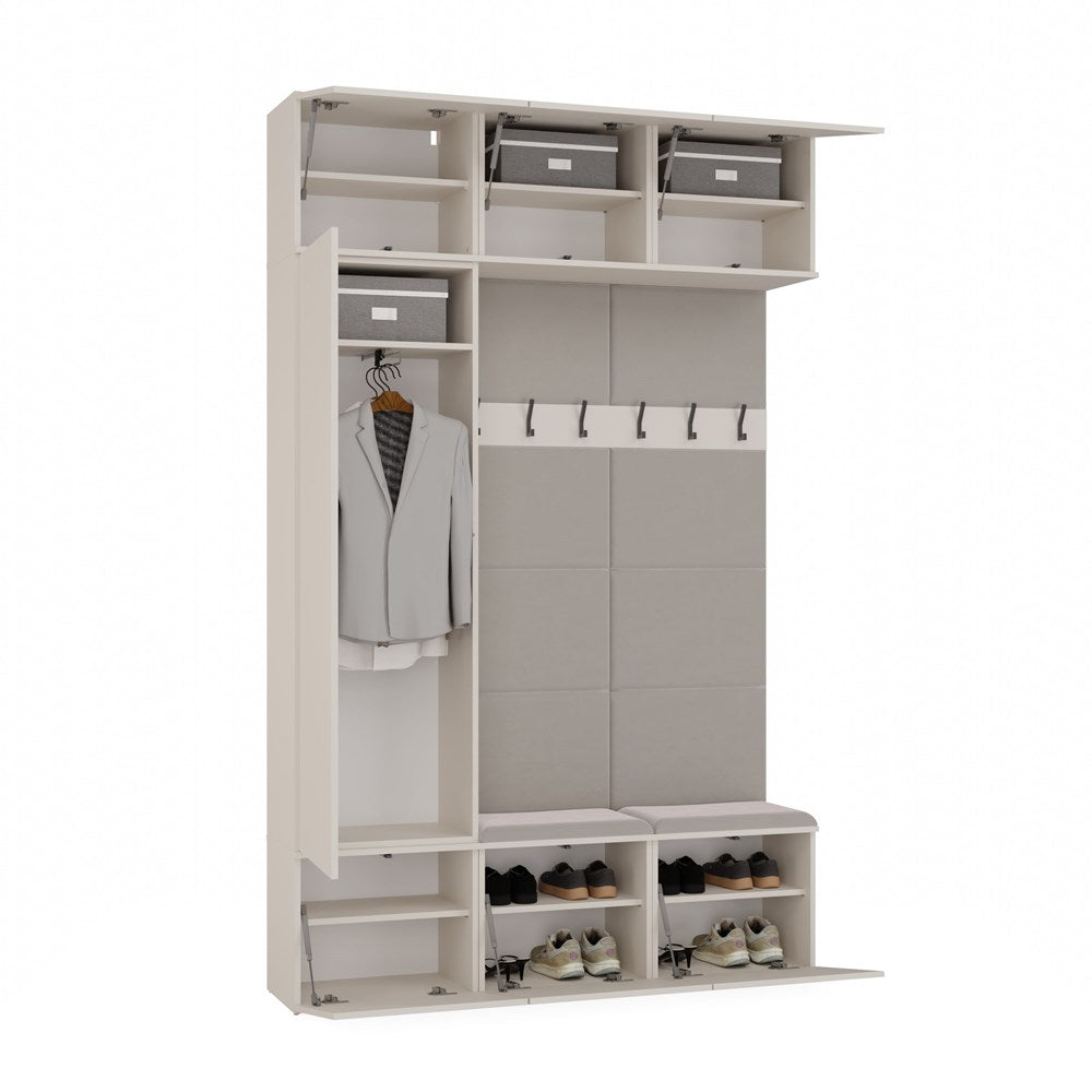 Garderobe Den Haag HAGA III 1Sz2W met zitje - Opbergkast en garderobehangers | Kleur: Kasjmier