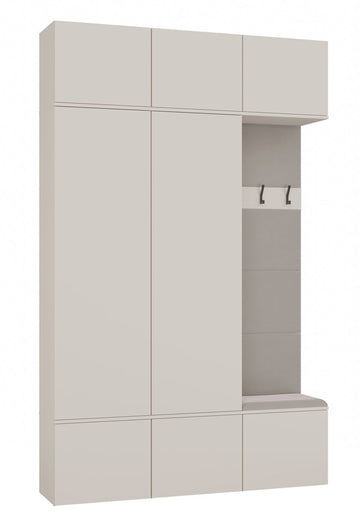 Garderobe Halset DEN HAAG III 2Sh1W met 2 kasten en zitje | Kasjmier Beige | 238x150x35 cm