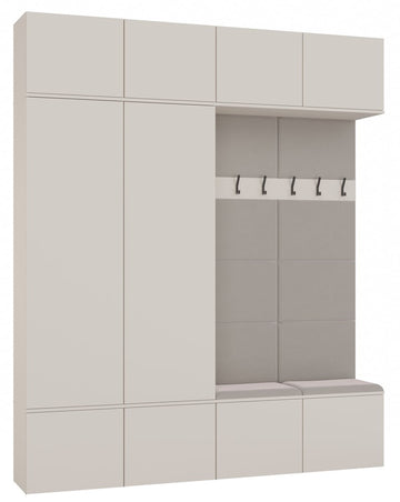 Garderobe Halset DEN HAAG IV - 2 Kasten & 2 Zitmodules | Kleur: Kasjmier Beige | Maat: 238x200x35 cm