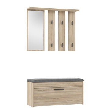 Moderne Garderobe Parma met Spiegel en Schoenenkast | Kleur: Sonoma Eiken