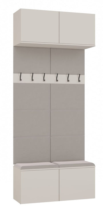 DEN HAAG II 2W dubbele halhanger garderobe kast met zitgedeelte | Kasjmier | 238x100x35 cm