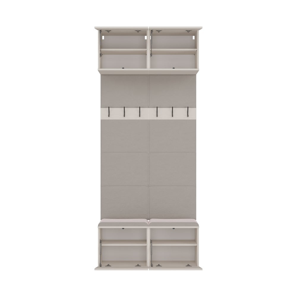 DEN HAAG II 2W dubbele halhanger garderobe kast met zitgedeelte | Kasjmier | 238x100x35 cm