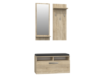 Garderobemeubel RIVA met Spiegel, Hanger en Schoenenkast | Kleur: Sonoma Eiken