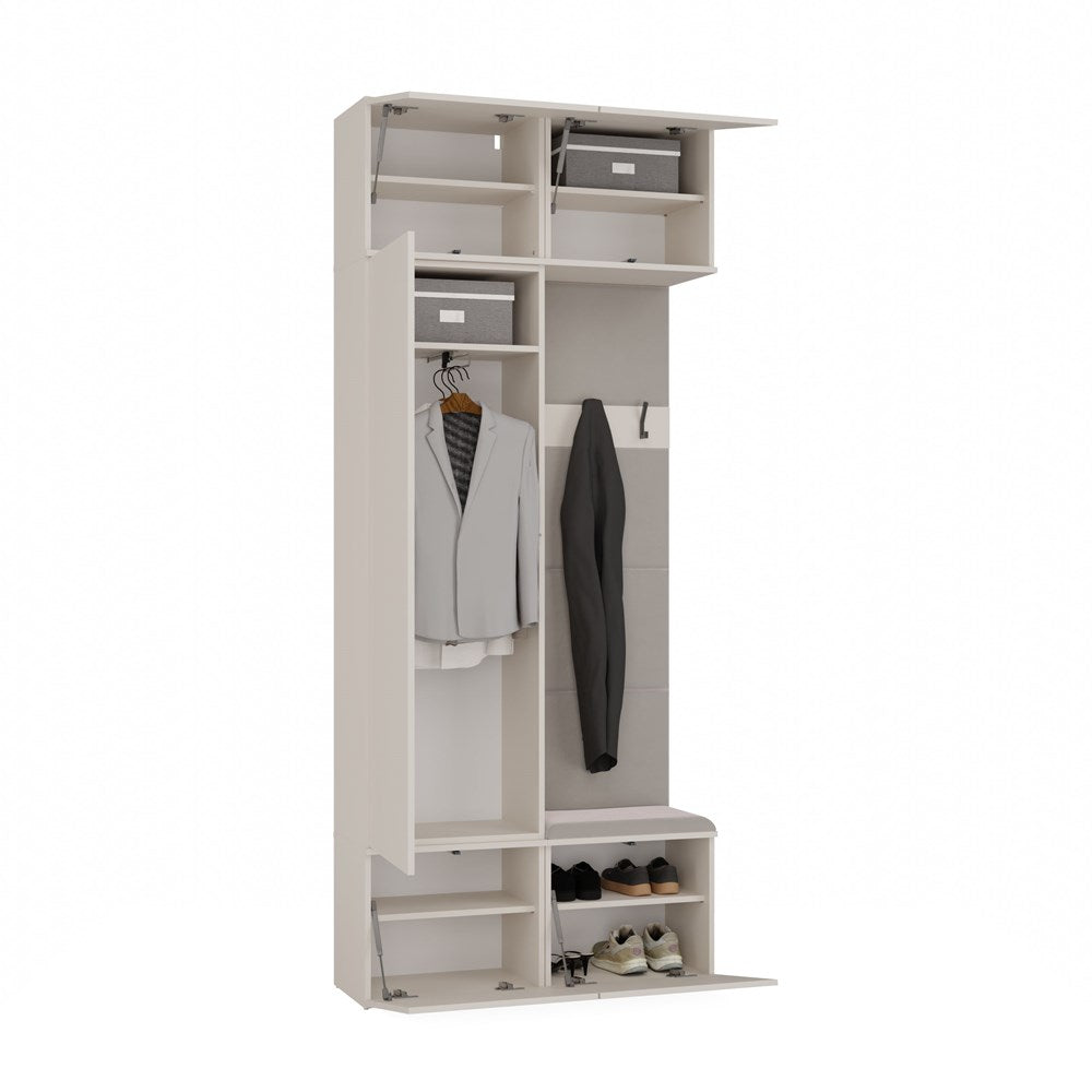 Kasjmier garderobe halmeubelset HAGA II 1SZ1W – Kast, zitje, haken | Kleur: Kasjmier
