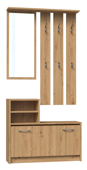 Halsethanger met spiegel & schoenenkast - Garderobe 8-9 paar schoenen | Artisan eiken