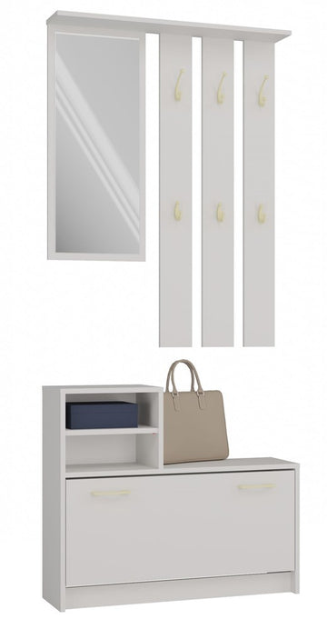 Halset Garderobekast met Spiegel en Schoenenkast - 6 Hangers, 8-9 Paar Schoenen | Kleur: Kasjmier