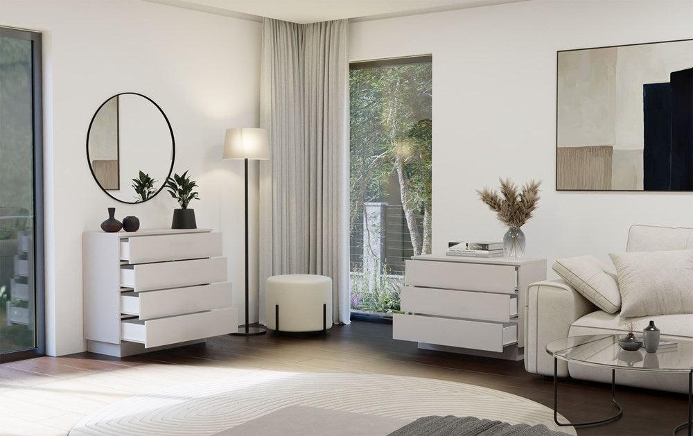 Moderne ladekast AMBER 3 lades - Compacte opbergkast met TIP ON systeem | Kleur: Kasjmier Beige