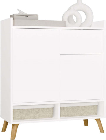 Colin Moderne Ladekast met 2 Deuren en Lade - Matwit & Artisan Eik | 80x92x35 cm