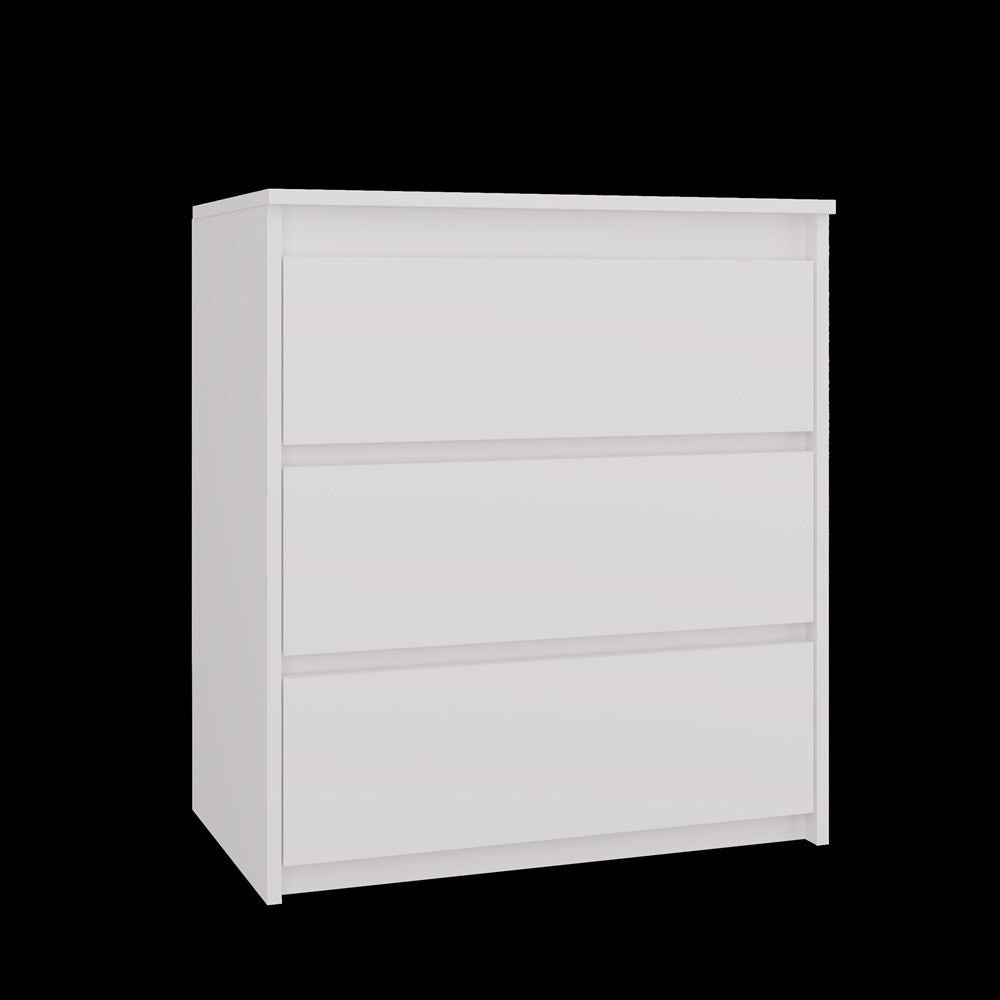 Moderne grote ladekast KARO K3 - 3 lades, greeploos, rolgeleiders | Kleur: Wit | Maat: 70x43x78 cm