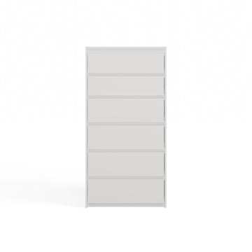 Moderne ladekast KARO K6 met 6 lades - Ruime opbergkast | Kleur: Wit | Maat: 70x43x139 cm