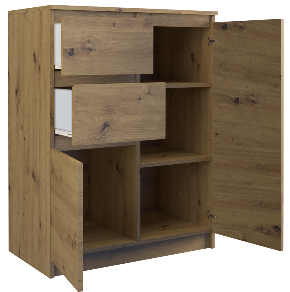 Moderne ladekast 2D2S met 2 deuren en 2 lades - Artisan Eiken | Kleur: Artisan Eiken