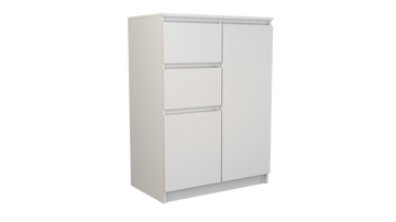 Moderne ladekast 2D2S met 2 deuren en 2 lades - Greeploos, mat wit | Kleur: Mat wit