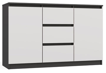 Moderne ladekast 2D3S met 2 deuren & 3 lades - Antraciet & Wit | 120x40x75 cm