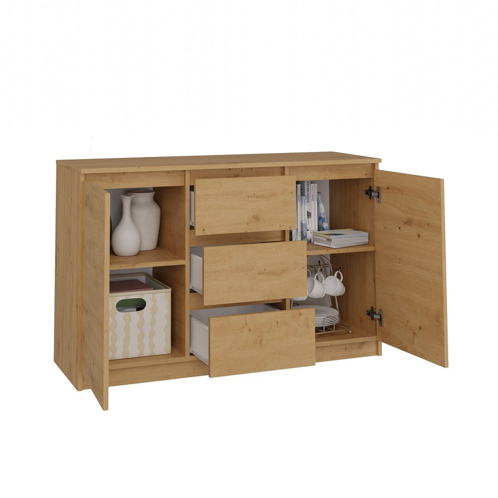 Moderne ladekast 2 deuren 3 laden - Functioneel design | Artisan eiken | 120x40x75 cm