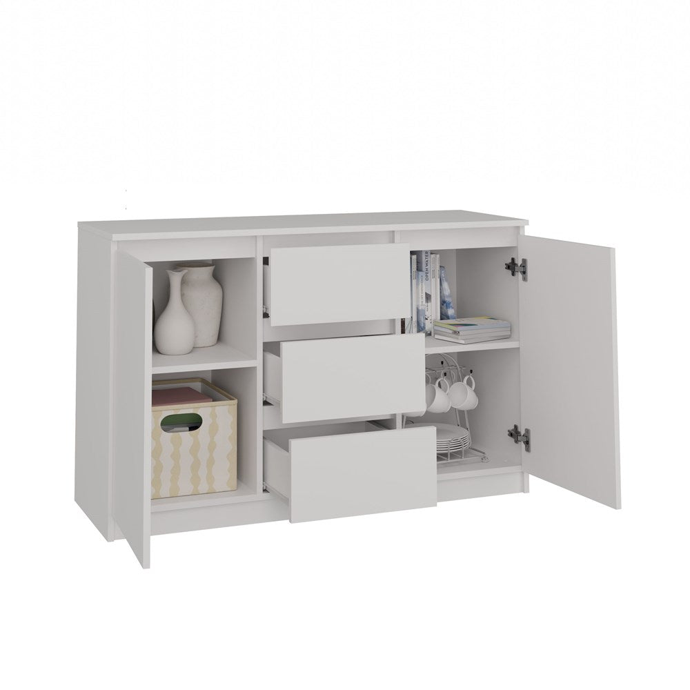 Moderne ladekast 2 deuren 3 laden 120 cm | Kleur: Wit | Maat: 120x40x75 cm