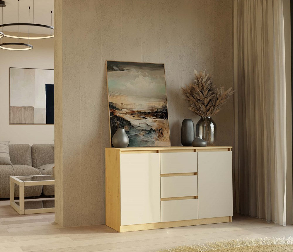 Moderne kist 2D3S met 2 deuren en 3 laden - Artisan Eik & Kashmir | Kleur: Artisan Eik & Kashmir