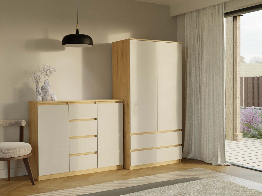 Moderne Grote Ladekast 2D4S – 2 deuren, 4 lades | Artisan Eik & Kashmir | 120x40x97 cm