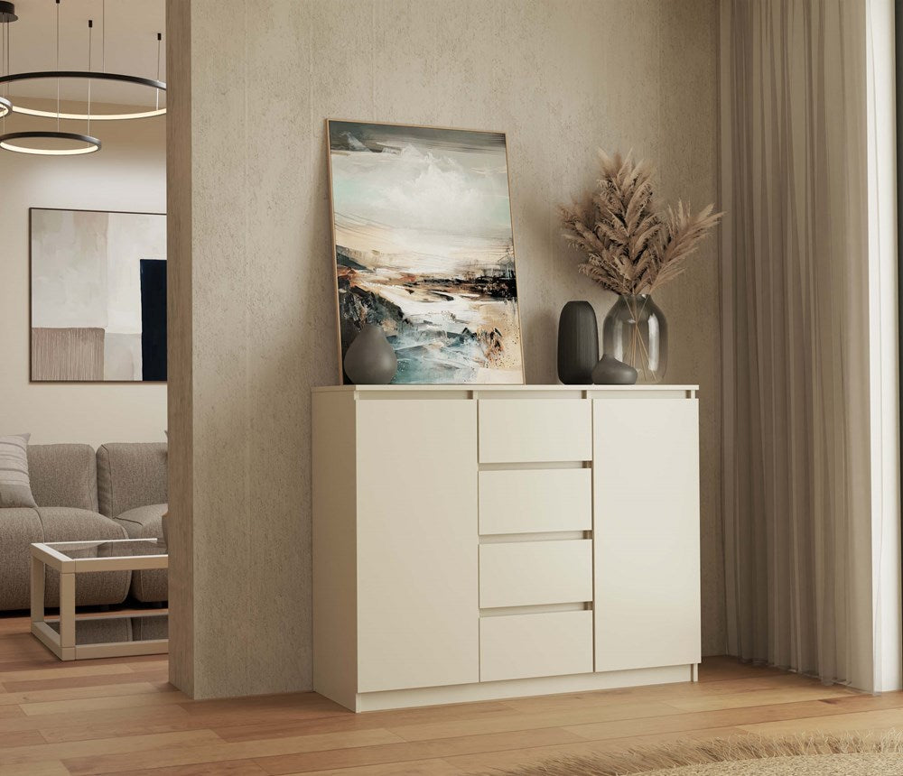 Moderne ladekast 2D4S met 2 deuren en 4 lades – Greeploos design | Kleur: Kashmir | Maat: 120x97x40