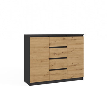 Moderne grote ladekast 2D4S met 2 deuren en 4 lades | Kleur: Antraciet / Artisan Eiken