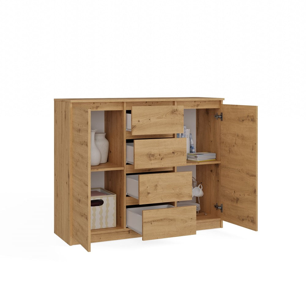 Moderne Grote Ladekast 2D4S met 2 deuren en 4 lades | Artisan Eiken | 120x97x40 cm